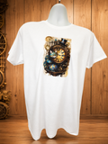 Custom Unisex T-Shirt-with antique clock and cat design