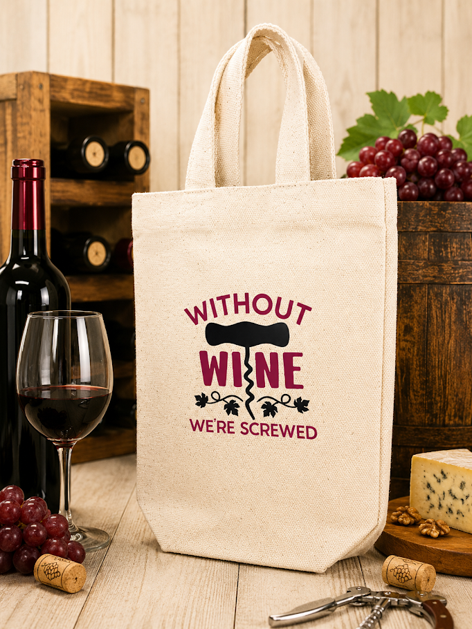 Custom Canvas Wine Bag - Without Wine We're Screwed