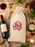Custom Canvas Wine Bag( It's wine time )
