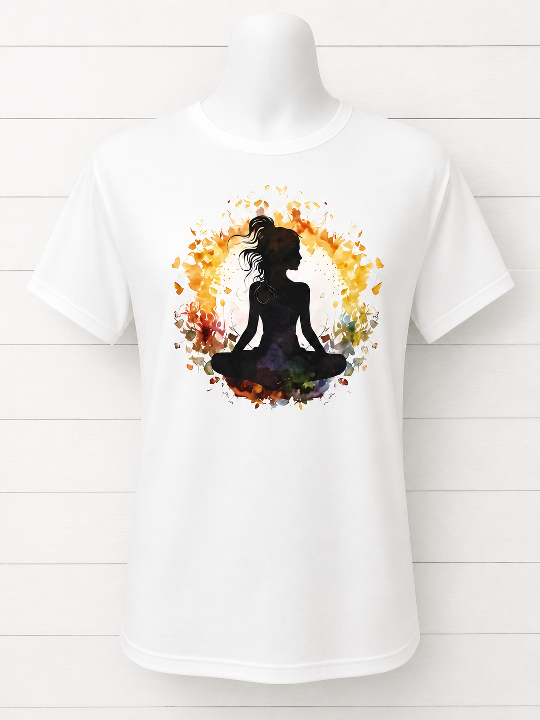 Custom Graphic T-Shirt- with a meditating girl design.
