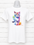 Custom Graphic T-Shirt- Featuring a Beautiful Multicolored Walking Cat