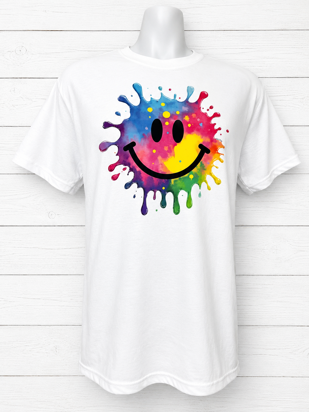 Custom Unisex T-Shirt-Multicolor Emoji Smiley Face