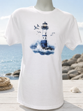 Custom Unisex T-Shirt- with a blue lighthouse design