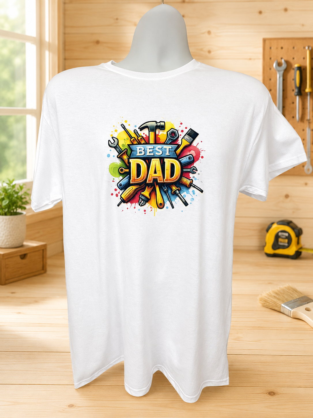 Custom Graphic T-Shirt-"Best Day" Short-Sleeve T-Shirt with Work Tools