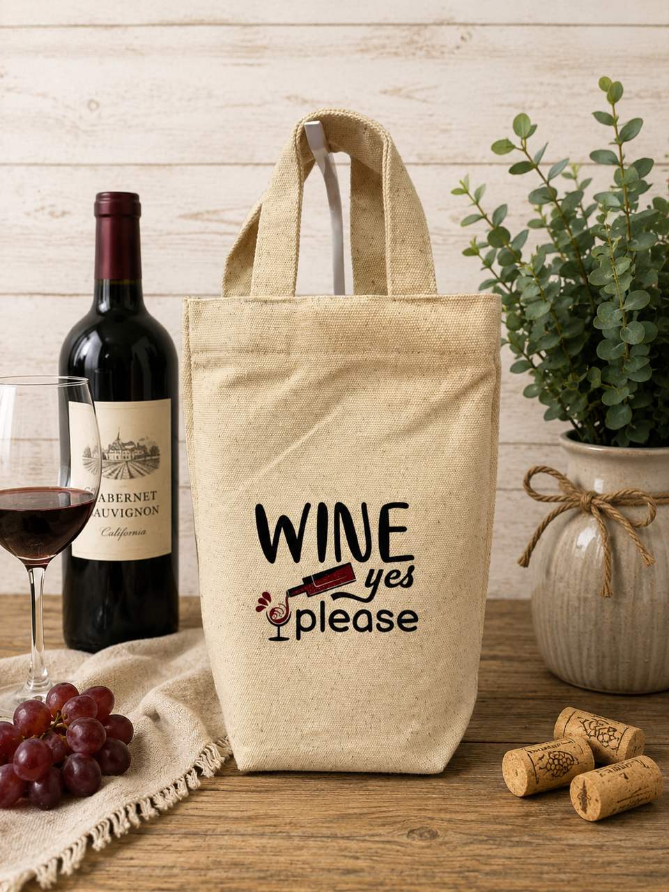 Custom Canvas Wine Bag - Wine Yes Please