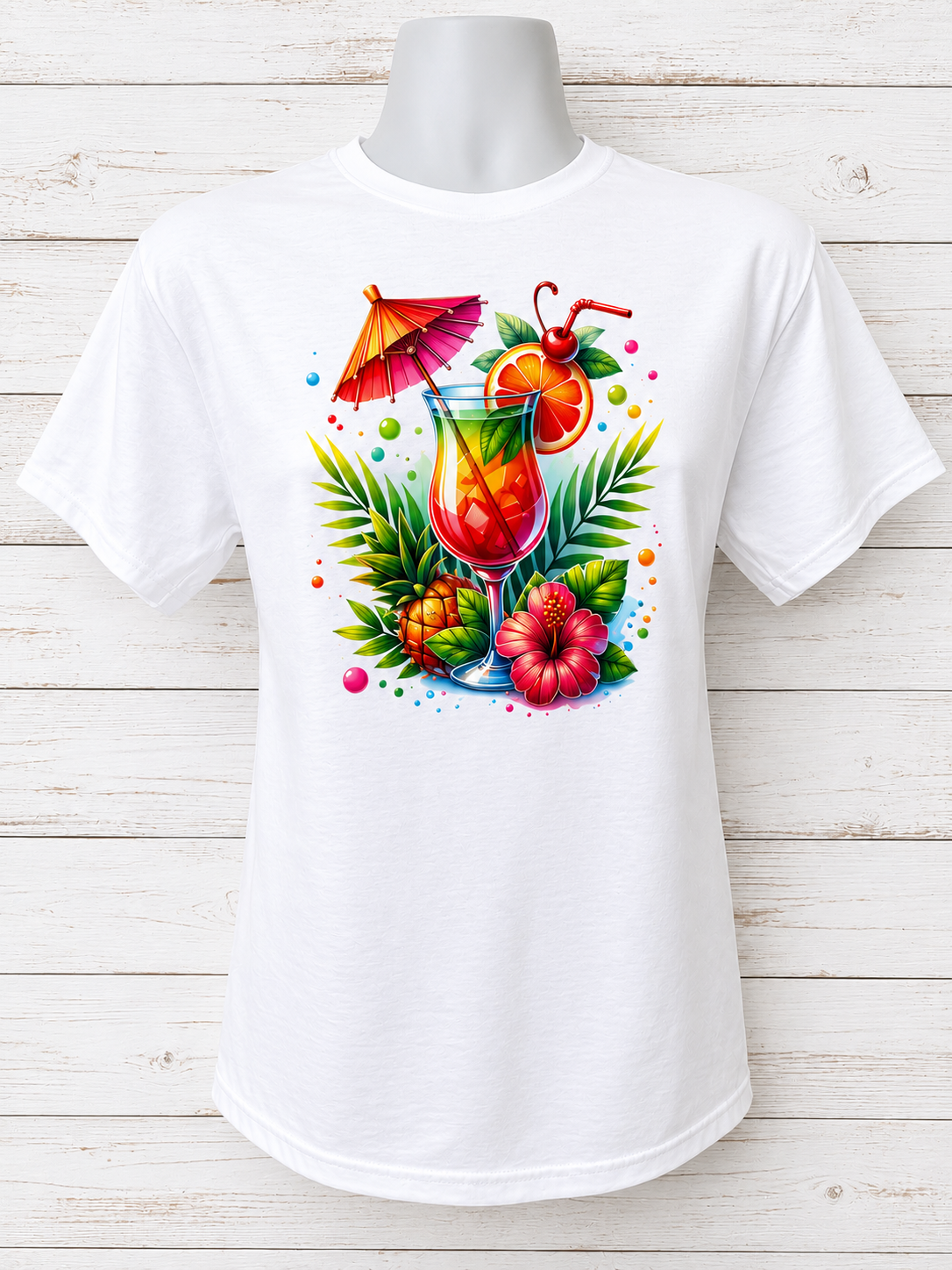 Custom Unisex T-Shirt-Cocktail-style with a nasturtium flower