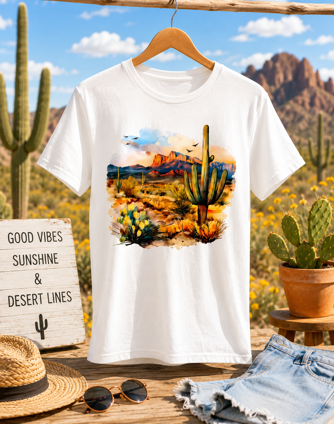 Custom Graphic T-Shirt- with a beautiful desert design.