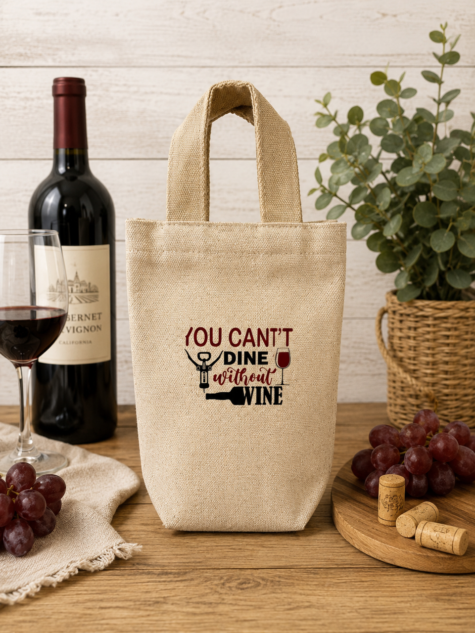 I make pour decisions (bottle wine red)-Canvas Wine Bag