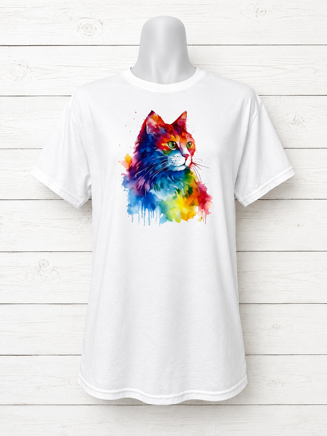 Custom Unisex T-Shirt-Colorful Cat Graphic