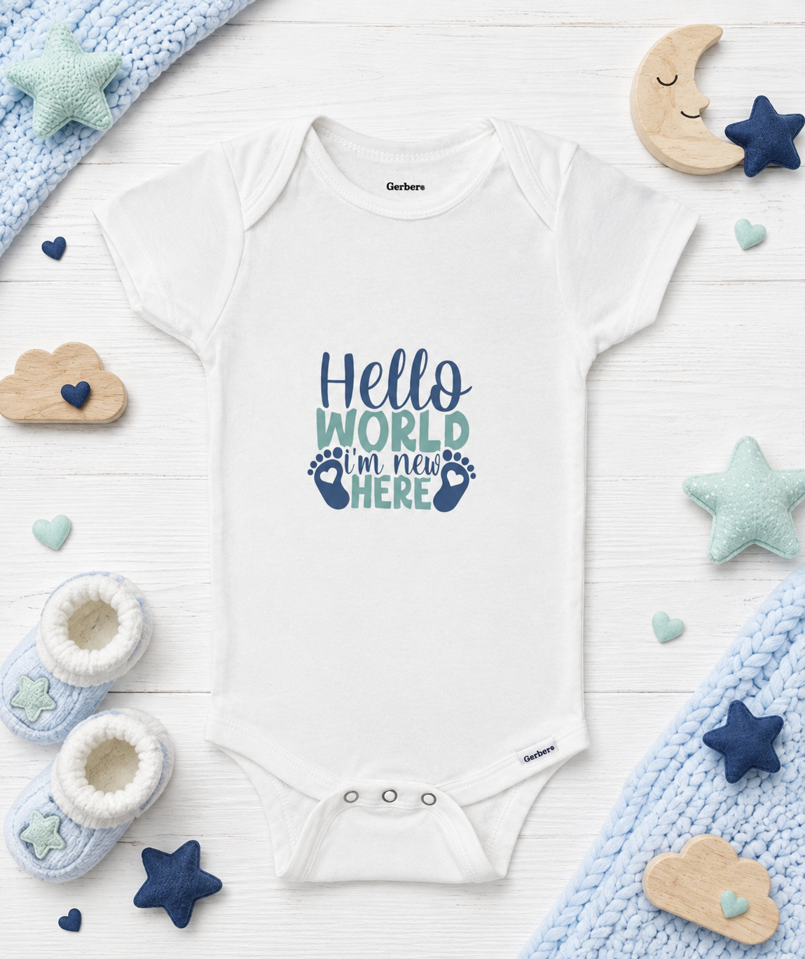 Custom Baby Bodysuit-(Hello World I'm new Here)