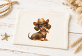 Custom Canvas Pencil brown dog wearing a hat beige zipper