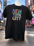 Custom Unisex T-Shirt- featuring a "NEW YORK CITY" design, with a cityscape pattern inside each letter.