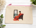 Custom Canvas Pencil -a seated geisha holding a small dog.