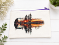 Custom Canvas Pencil-Guitar, landscape, and sunset design; beige zipper