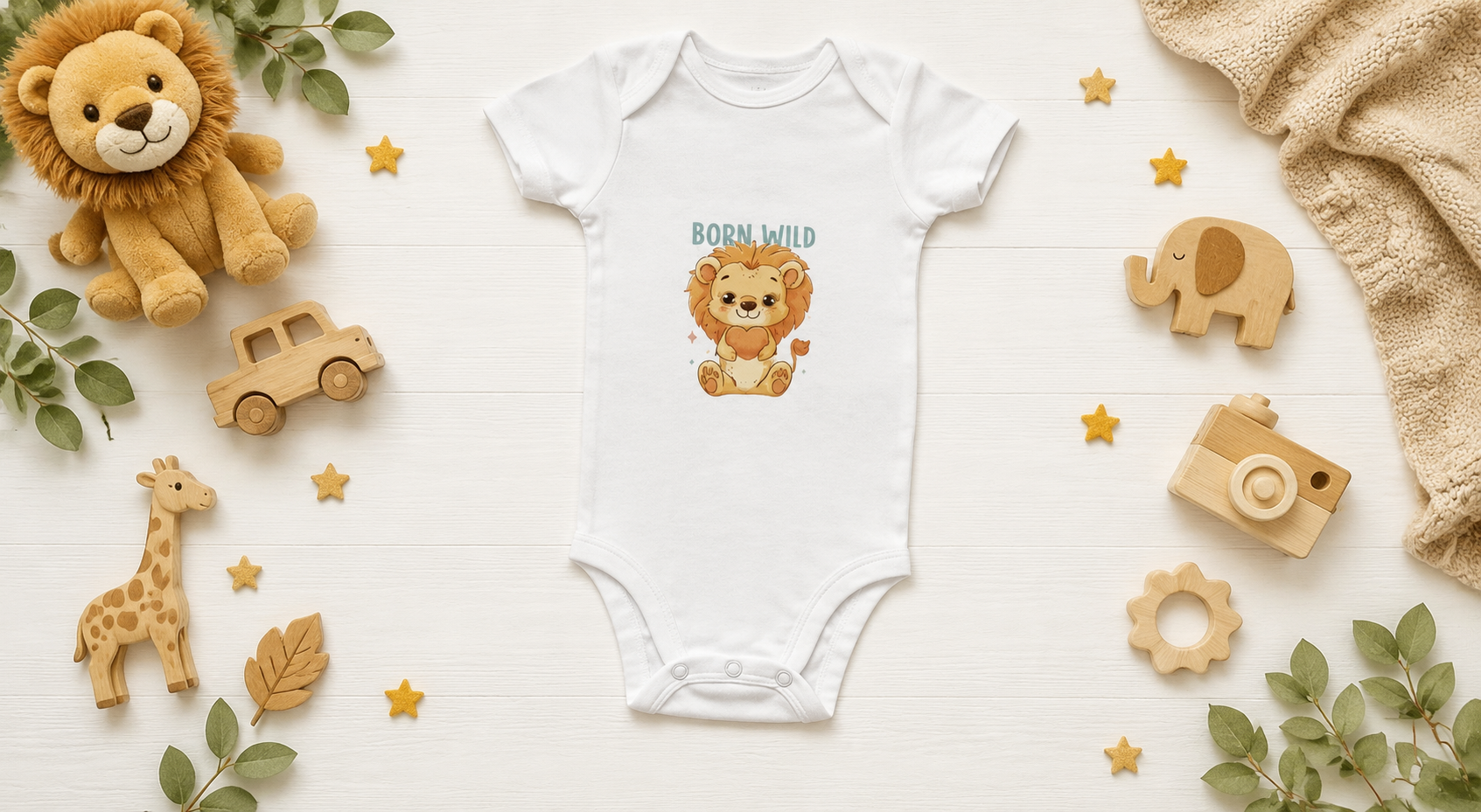 Custom Baby Bodysuit-baby lion