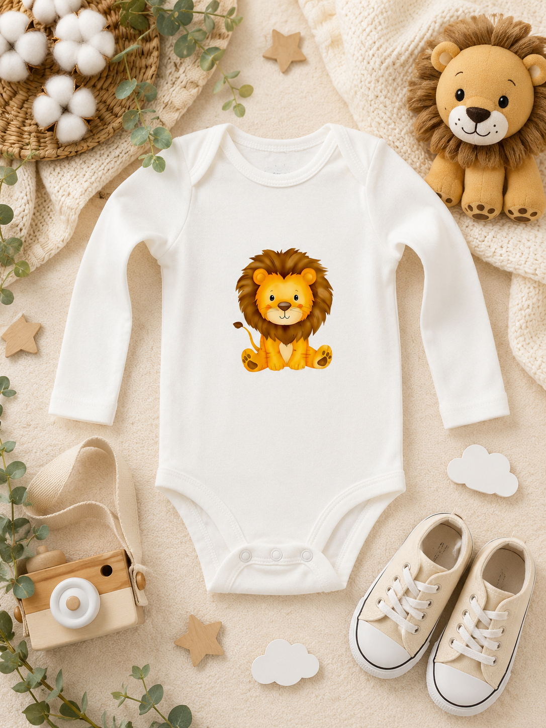 Custom Baby Bodysuit-baby lion