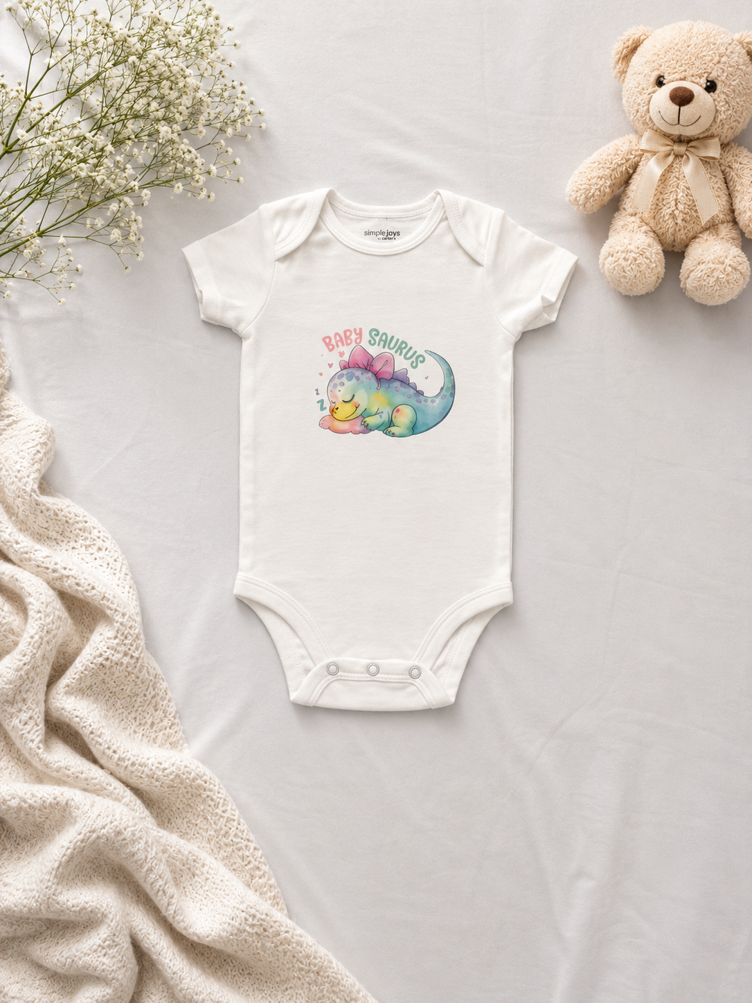 Custom Baby Bodysuit-("Baby Saurus"),