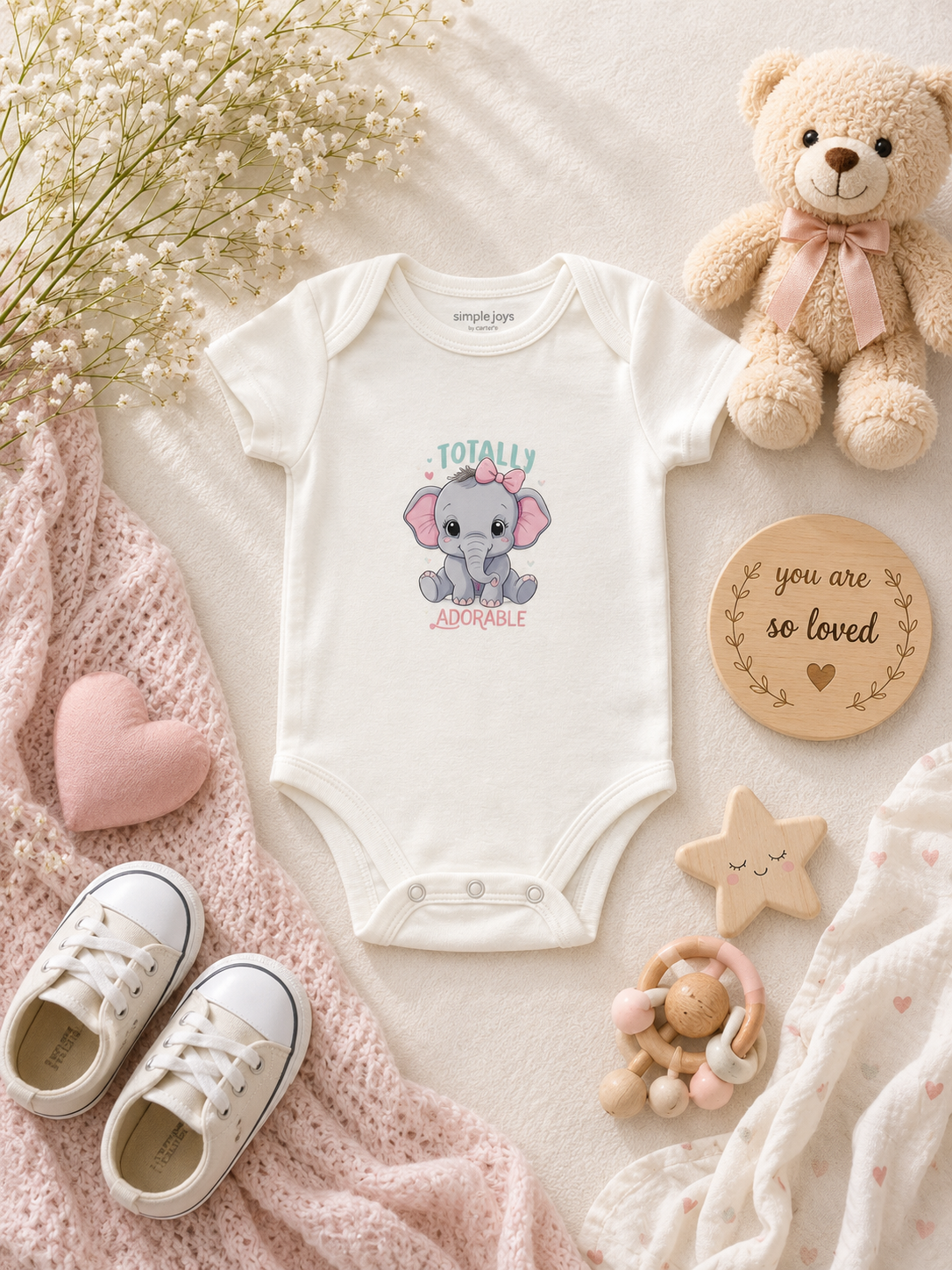 Custom Baby Bodysuit- Girl Elephant