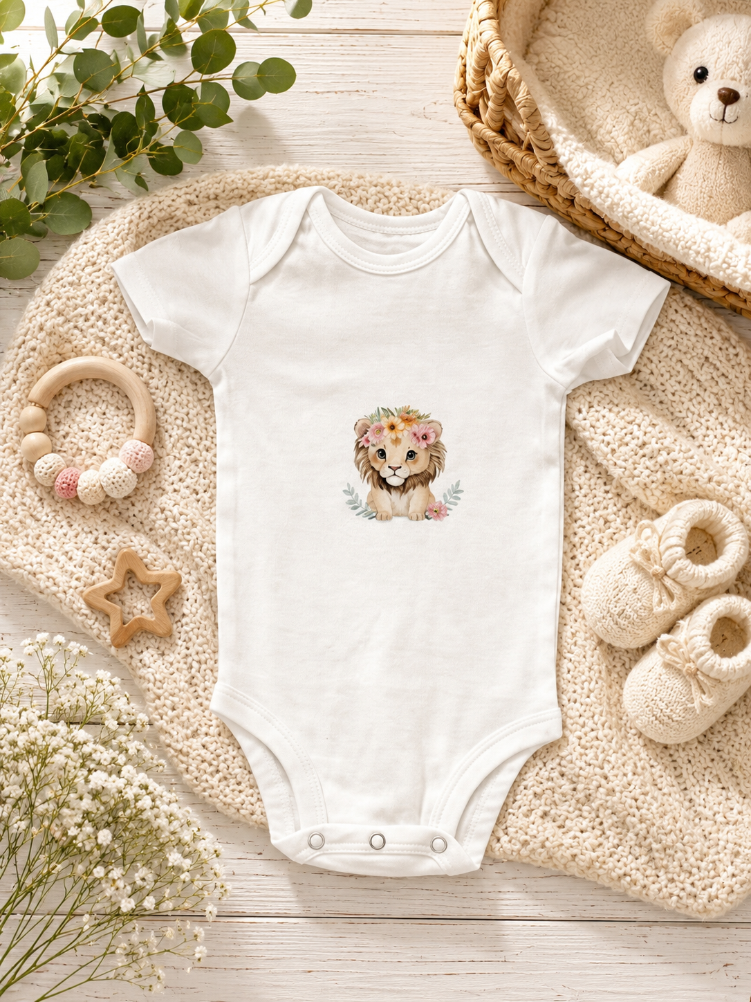 Custom Baby Bodysuit girl lion