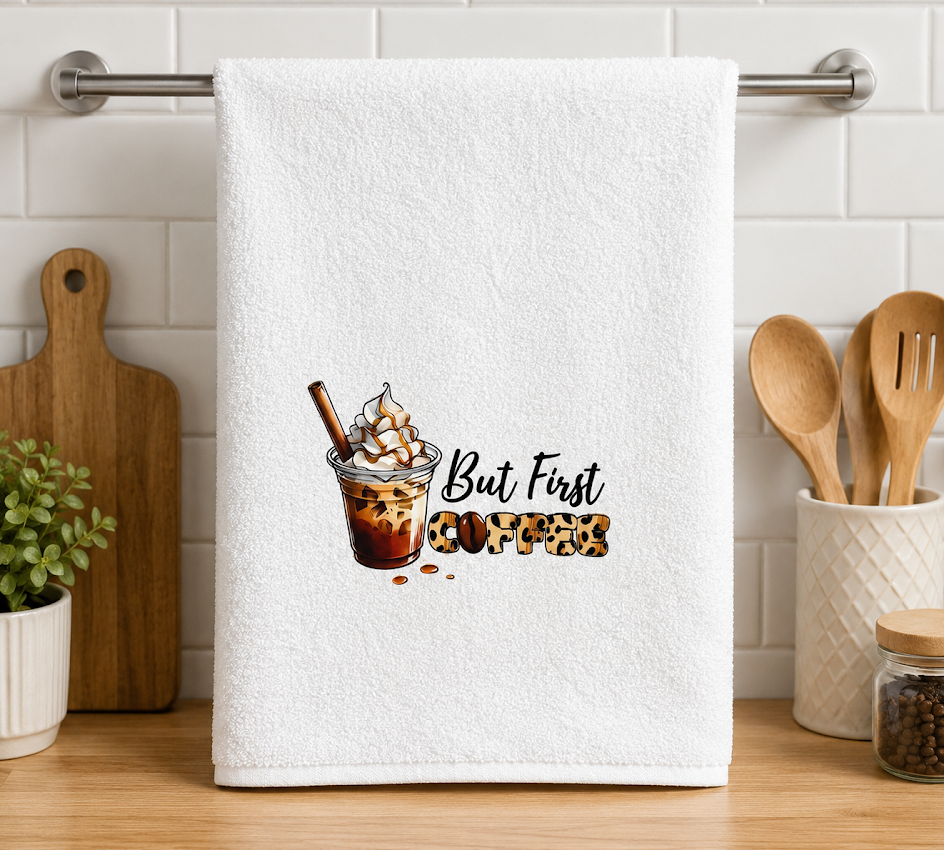 Custom Kitchen Towel-Life Begins After Coffee